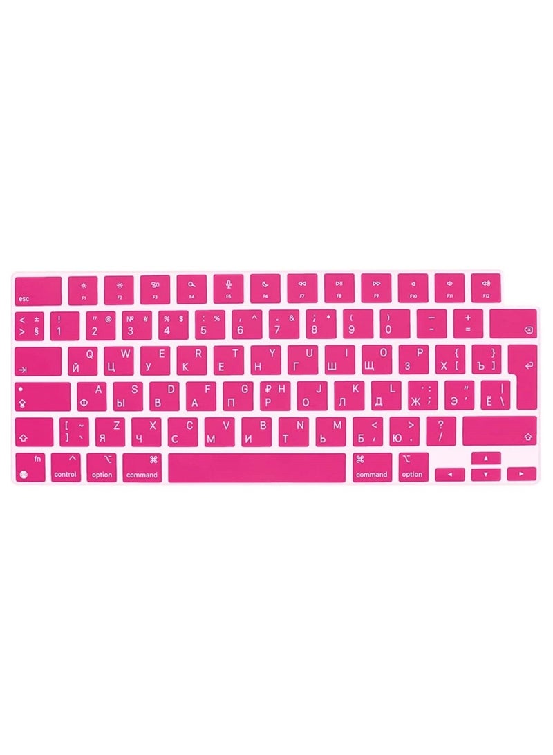 AMM EU Version Russian English Silicone Keyboard Cover Skin for M2 MacBook Air 13.6 inch 2022 A2681 & MacBook Pro 14 inch 2022 2021 A2442 M1 & MacBook Pro 16 inch 2022 2021 A2485 M1, Pink - Image 1